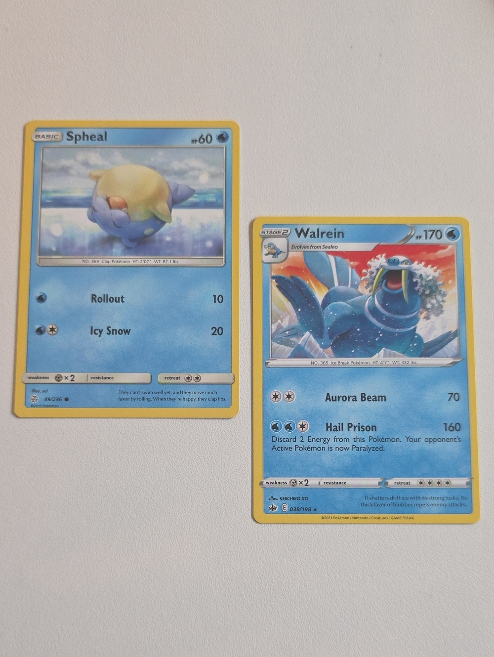 Pokemon Spheal And Walrein Card